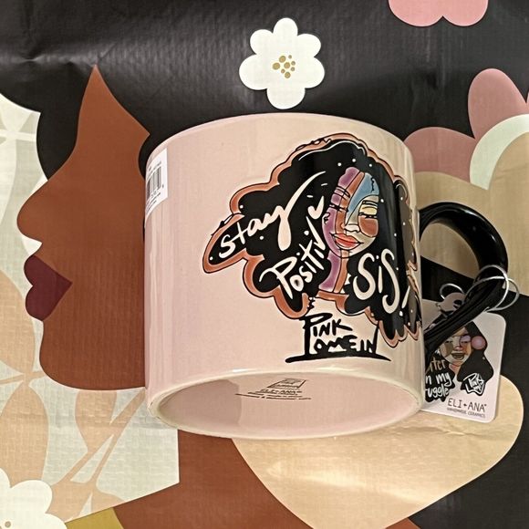 Pink Lomein STAY POSITIVE SIS Handmade Ceramic Coffee Mug 18Oz Eli and Ana - Picture 15 of 17